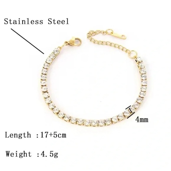 Tennis Stainless Steel Waterproof Tennis Sparkling Crystals Bracelet - Picture 3 of 3